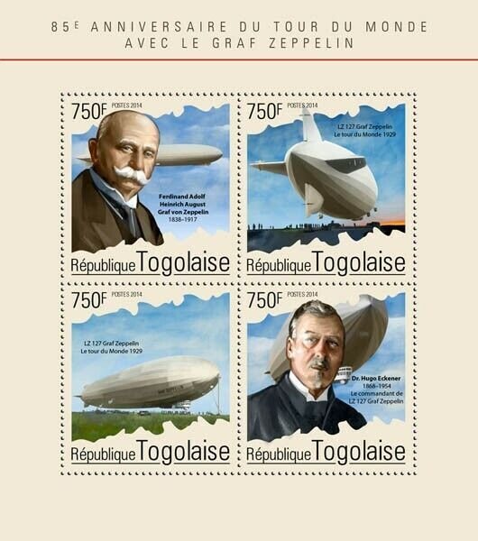 2014 TOGO MNH. GRAF ZEPPELIN   Y&T Code: 4178-4181  |  Michel Code: 6339-6342