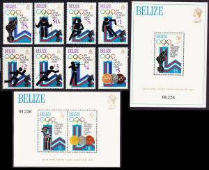 Belize Winter Olympic Games Lake Placid 8v+2 MSs SG#523-MS531 SC#461-470