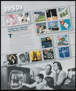 US #3187 33c 1950s Family Fun Sheet, VF mint never hinged, fresh   VF mint ne...