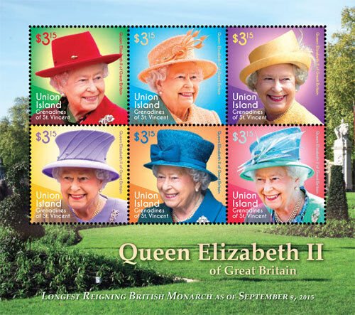 UNION ISLAND 2015 - QUEEN ELIZABETH II LONGEST REIGNING MONARCH SHEET OF 6 MNH