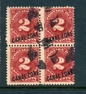 Canal Zone Scott #J2 Postage Due Used Block of 4 Stamps (Stock #CZJ2-12) 