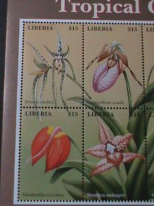 ​LIBERIA-COLORFUL-LOVELY ORCHIDS-MNH SHEET-VF-LAST ONE HARD TO FIND