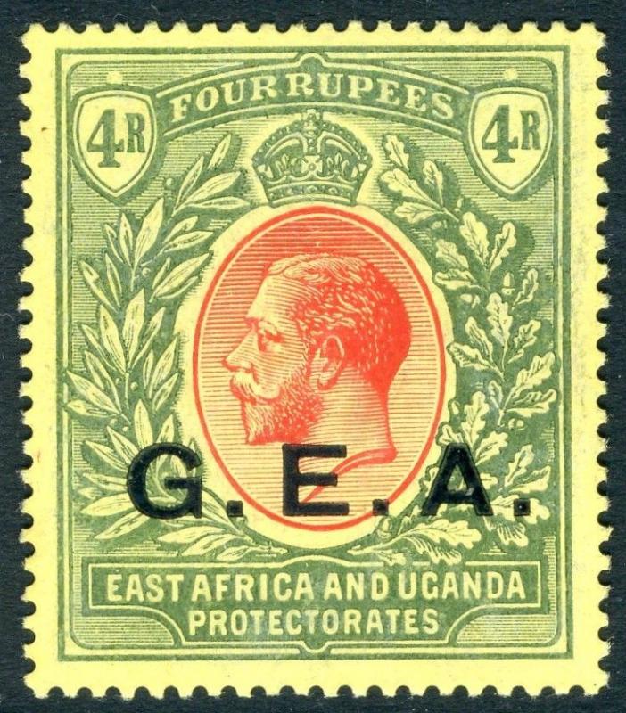 TANGANYIKA-1917-21 4r Red & Green/Yellow Sg 58 LIGHTLY MOUNTED MINT V19453