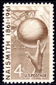 1189 MNH single Naismith - Basketball; no per item S&H fees