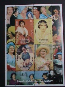 SOMALIA-1999 CELEBRATES THE CENTURY-QUEENS MOTHER ELIZABETH MNH SHEET VF