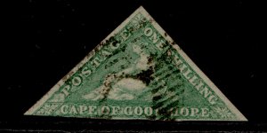 SOUTH AFRICA - Cape of Good Hope QV SG21 1s bright emerald-green USED. Cat £700.