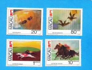 MACAU  MACAO - scott 635-638, Mi 663-666 - VFMNH - Sports with Animals - 1990 