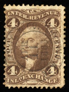 B404 U.S. Revenue Scott R20c 4c Inland Exchange, handstamp cancel