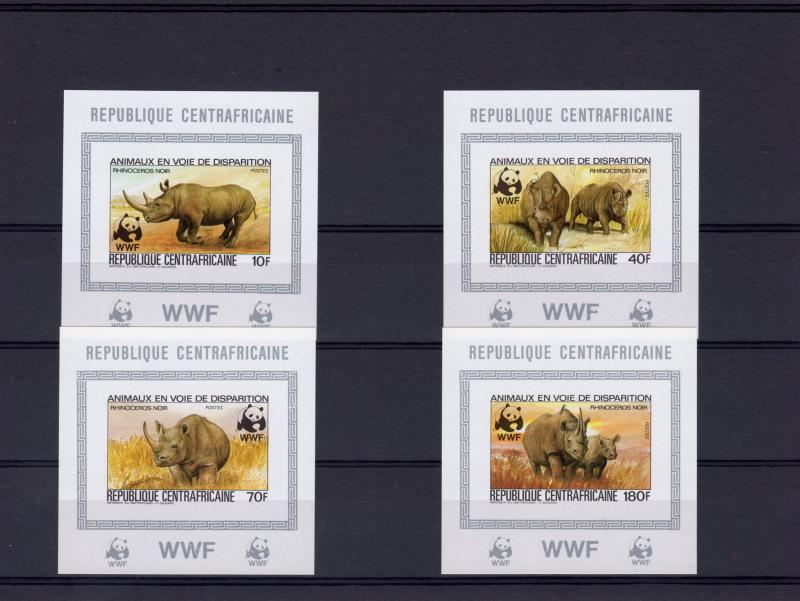 Central African Republic 1983 WWF Rhino 4 S/S Imperforated  Mi.# 985A/88A