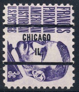 Chicago IL, 1281-81 Bureau Precancel, 3¢ Parkman