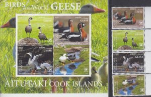 Aitutaki MNH Sc 715-19  Mi 1113-16 Bk 123 Value 190 Euro Ducks