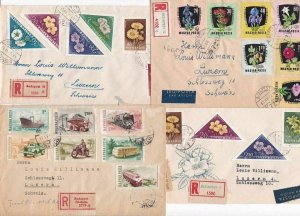 HUNGARY , 5 REGISTERED BUDAPEST  POSTAL COVERS    REF R 2034