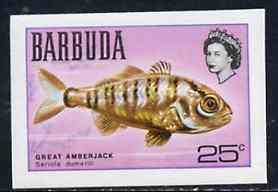 Barbuda 1968 imperf proof 25c (Great Amberjack) from the ...