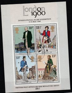 $1. 99CENT STARTS #47GREAT BRITIAN 1980 STAMP EXPO S/S USED