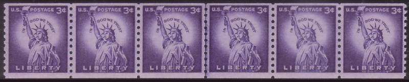 #1057c Liberty Large Hole Wet Print Line Strip 6 MNH Buy Now