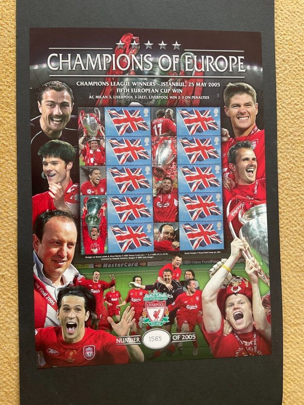 GB 2005 Champions of Europe Liverpool F.C.  Limited Edition Smiler Sheet U/M