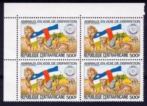 Central African 1983 Sc#C292 Endangered Animals WWW/w.logo/Rotary Block 4 Perf.