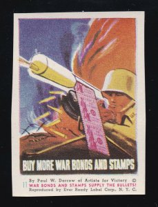 US Vintage WWII Patriotic Poster Stamp  Buy More War Bonds & Stamps M OG NH