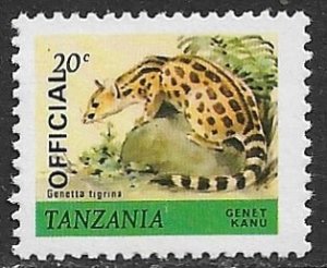 TANZANIA 1980 20c Genet Wildlife OFFICIAL Sc O28 MNH