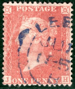 GB QV PENNY RED Stamp SG.38 Spec C9 1d (1857) Super *BLUE* CDS Cat £225 SBR119