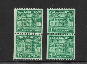U.S. #1059 Hermitage 4 1/2 Cent Pair and Joint Line Pair F-VF MNH C.V. $17.25