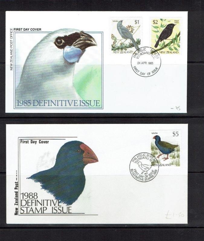 New Zealand: 1985 Native Birds definitive set, Complete collection of FDC's