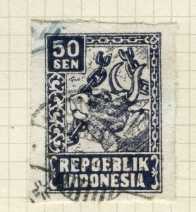 INDONESIA Revolutionary 1940s Issue; Early local printed Mint hinged value