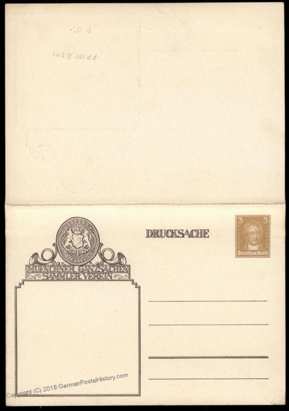 Germany Munich Ganzsachen Club Private Postal Reply Card Pair Cover 68580