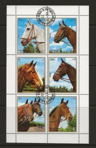 Thematic Stamps animals. Sharjah 1972 Horses  sheet of 6 used