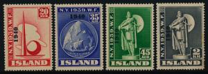 Iceland 232-5 MNH Statue of Thorfinn, Leif Ericsson's Ship, World's Fair, o/p