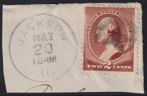 USA - 1883 - Scott #210 - used on piece - JACKSON O. pmk + star cancel
