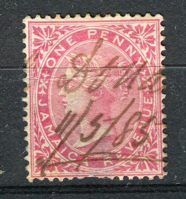 JAMAICA; 1880s classic early QV Revenue . issue used Shade of 1d. value