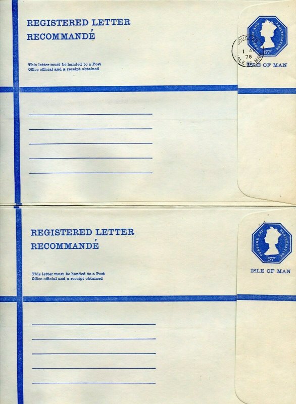 ISLE OF MAN  LOT  OFFICIAL REGISTERED LETTER POSTAL ENVELOPES ETC MINT & USED 