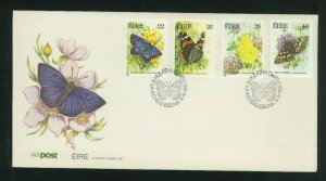 Ireland 1985 Butterflies Set on First Day Cover, Scott 612-615