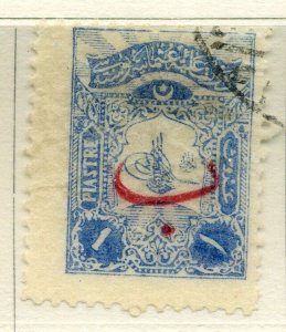 TURKEY;  1906 early BEHIE Optd. discount mail issue fine used 1Pi. value