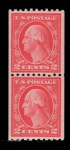 MOMEN: US STAMPS #488 COIL PAIR MINT OG NH XF+ PF CERT LOT #89151