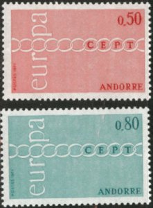 Andorre (French) Andorra Scott 205-6 CEPT Europa 1971 MH* set