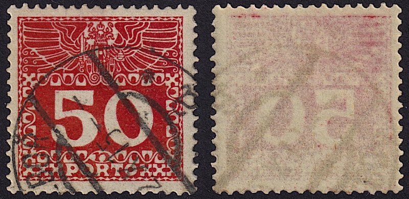 Austria - 1908 - Scott #J43a - used - Numeral - chalky paper