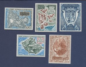 FSAT FRENCH SOUTHERN ANTARCTIC TERR -  Scott C19-C23 - VF  MNH - 1969-1971