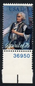 SC# 1630 - (13c) - Spirit of '76 Drummer - MNH Plate # Single #36950