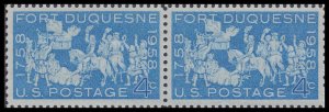 US 1123 Fort Duquesne 4c horz pair (2 stamps) MNH 1958