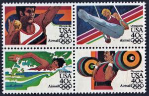 SC#C105-108 40¢ Summer Olympics Block of Four: Bullseye Perf (1983) MNH