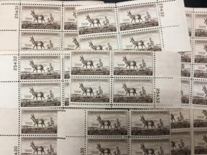 {BJ Stamps}1078  Antelope-Wildlife   25 Plate blocks mint  3 cents.  Issued 1956