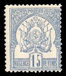 French Colonies, Tunisia #4 Cat$55, 1888 15c blue, hinged