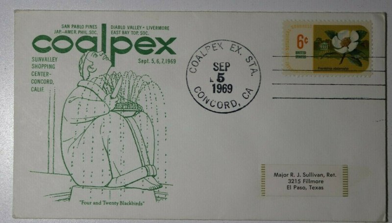 COALPEX Ex Sta Concord CA 1969 Four & Twenty Blackbirds Philatelic Expo Cachet