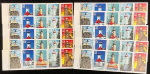 2973a Lighthouse Lot of 10 Booklet Panes of 5 MNH 32 c FV $16.00  1995