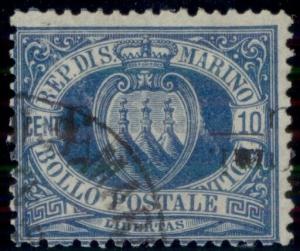 SAN MARINO #25a, 5c on 10c Inverted Surcharge, used, VF, Scott $34.00