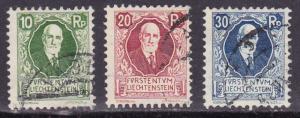 Liechtenstein 1925 First Semi-Postals Prince Johann II Complete (3) in VF/Used