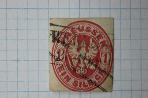 Prussia sc#17 cut square Postal Stationery EFO reverse side print ink error