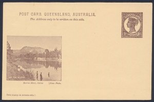 QUEENSLAND Postcard 1898 QV 1d brown view Barron River.